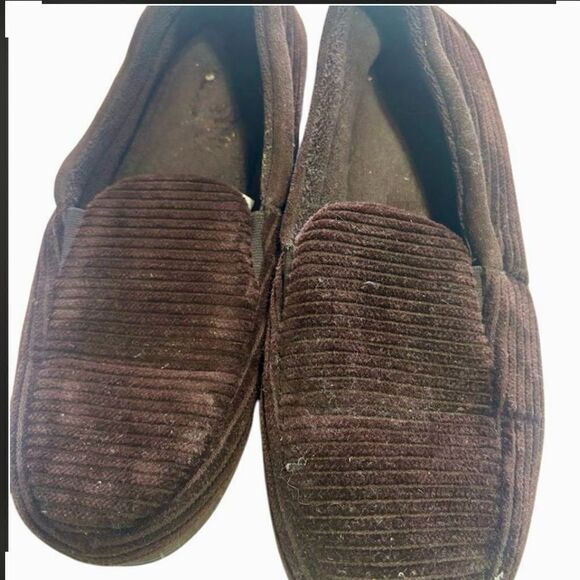 Dearfoams Men's Brown Moccasin Slippers Size 9-10 Memory Foam - Picture 2 of 5